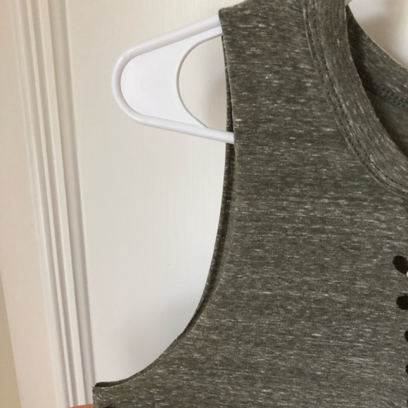 BKE Heathered Olive Lace Up Muscle Tank Top Medium M - Picture 5 of 10